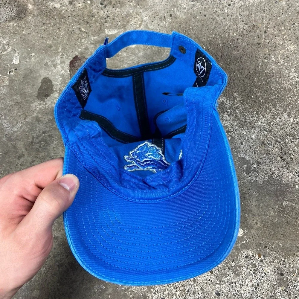 Vintage Detroit‎ Lions Cap Strap Back Adjustable Blue NFL Hat Football Logo